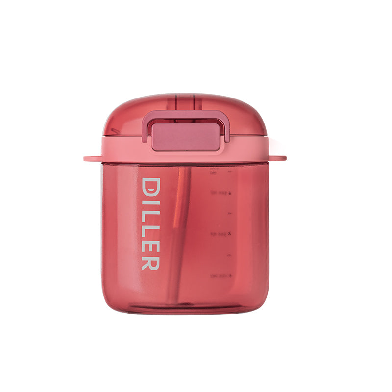 Sqaure BPA-Free Water Bottle With Straw