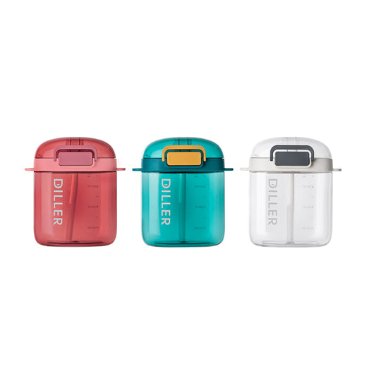 Sqaure BPA-Free Water Bottle With Straw